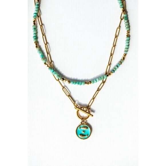 Zodiac Pendant Necklace Waterproof Gold Toggle Clasp Turquoise pendant Necklace - Picture 11 of 16